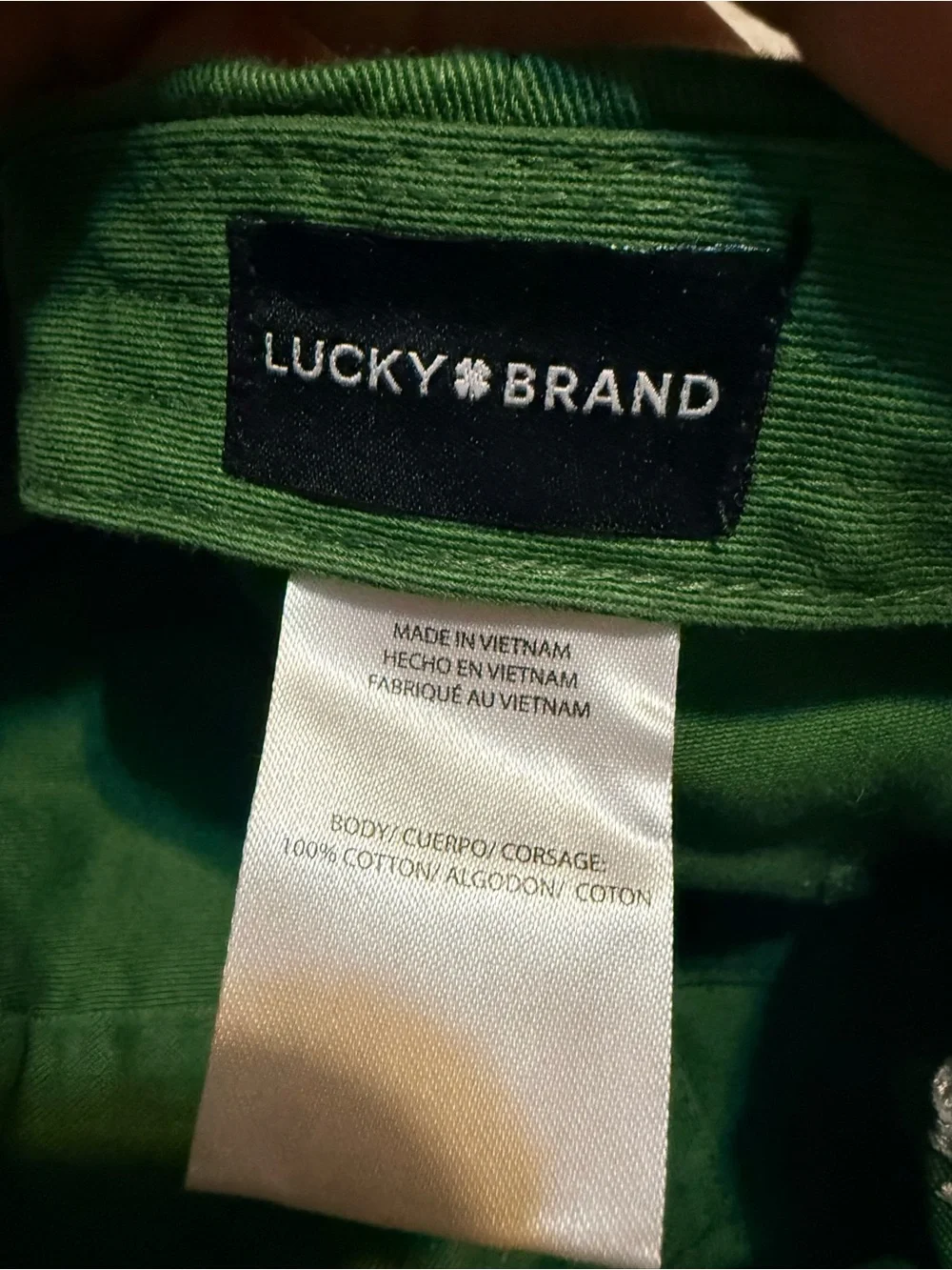 Lucky Brand Forest Green Clover Patch Baseball Hat